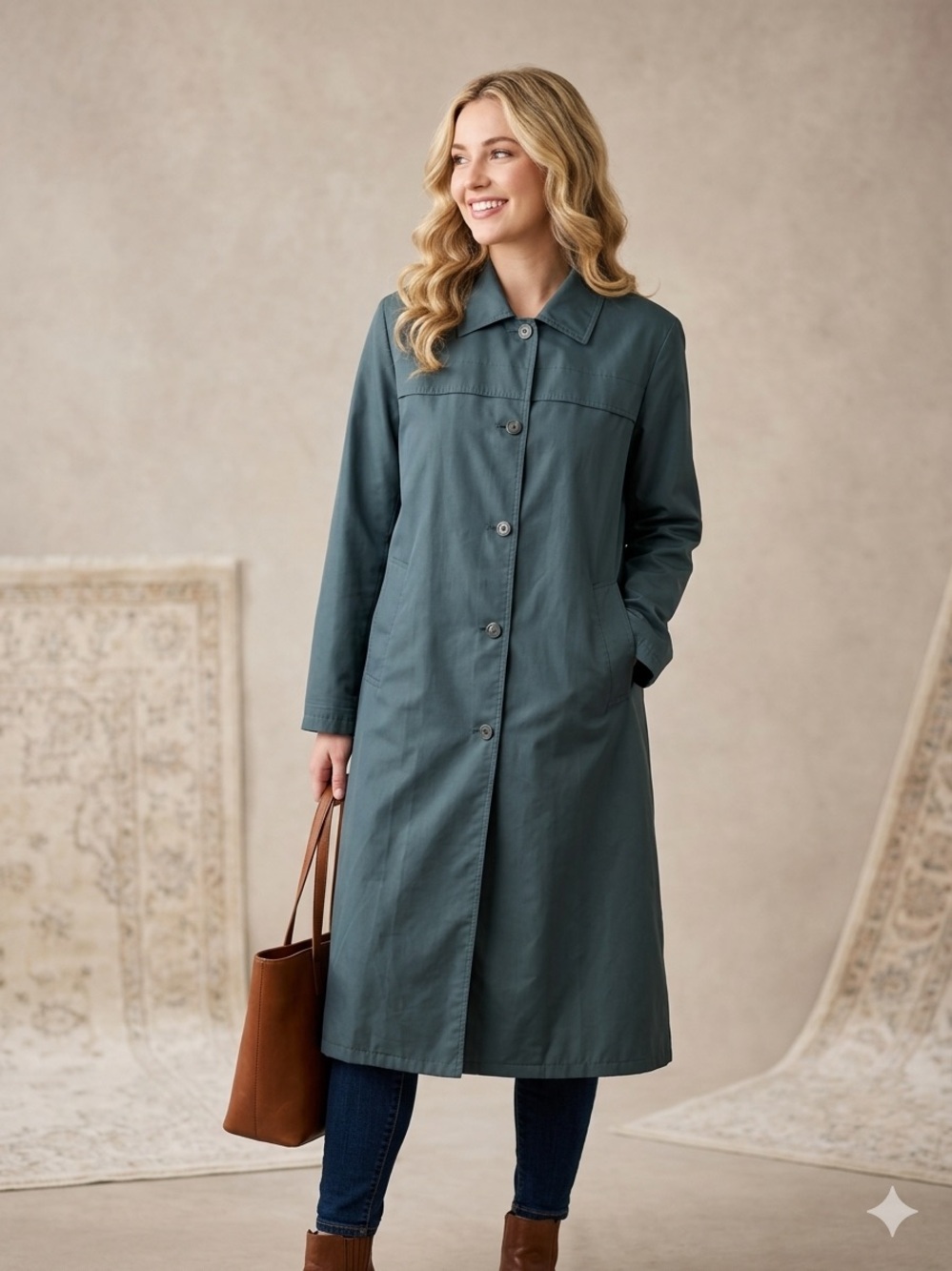 Vintage Claude Harvey Emerald Green Trench Rain Coat Paris OS
